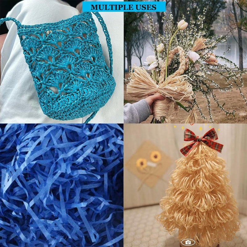 ALLWSLucky 656 FT Raffia Paper Craft Ribbon,Colored Packing Paper String for Gift Wrapping,Party Decor and DIY Decoration (Royal Blue) - Image 5